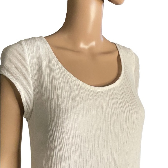 Tiana B. White shirt sleeve textured boho midi dress size 12 - Picture 2 of 11